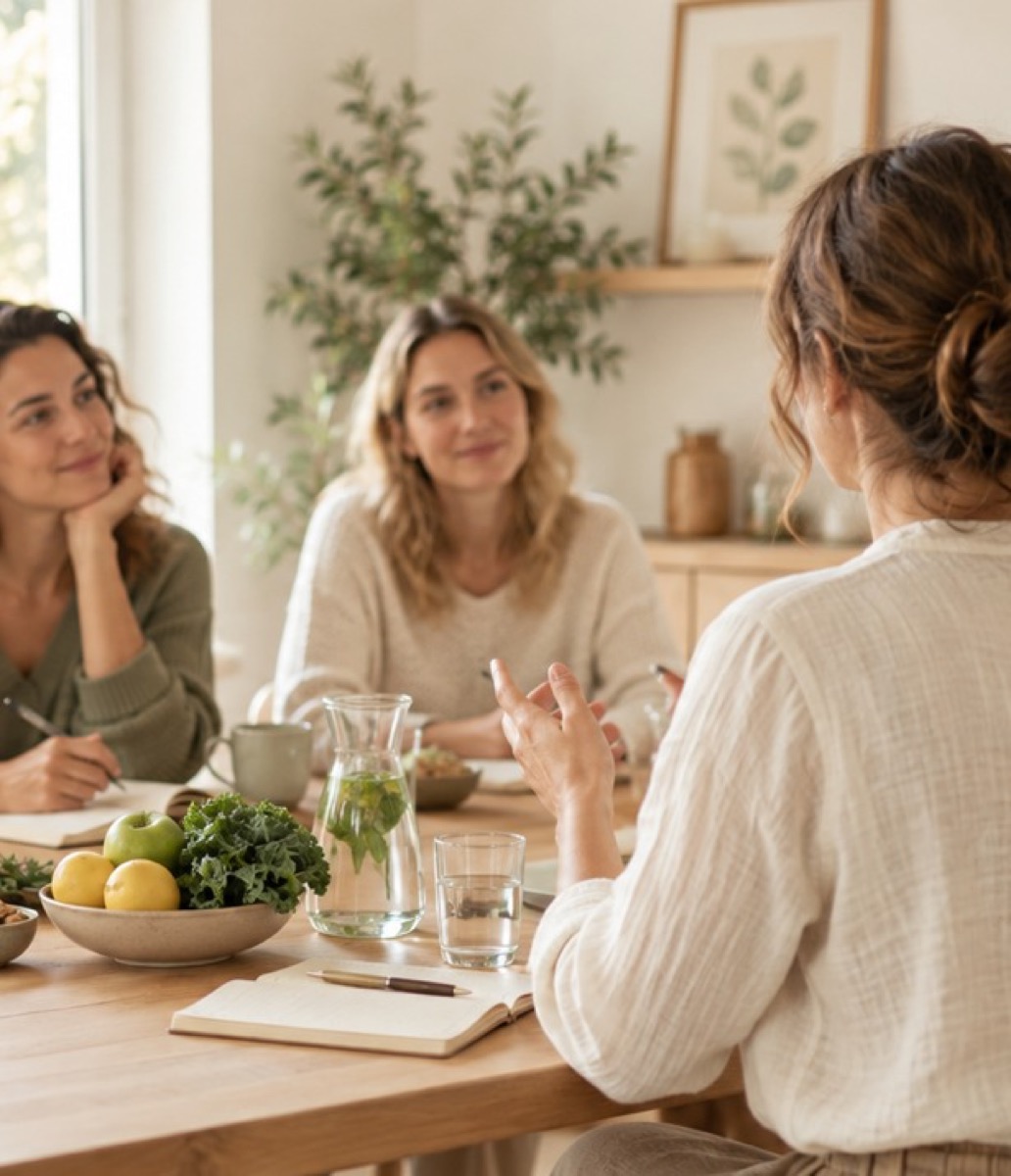 Atelier nutrition autour d’une table, fruits et notes de dégustation
